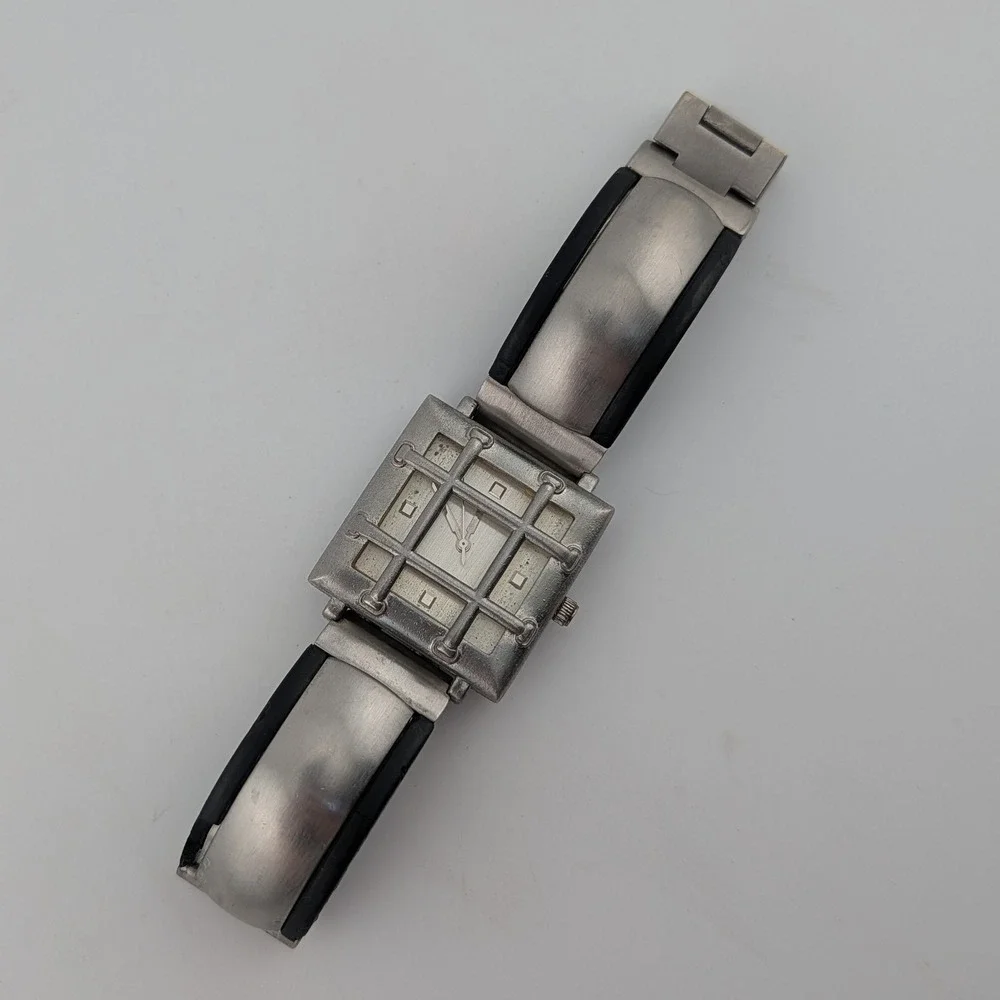 SPACE Y2K Industrial Cyberpunk Cage Dial Chunky Statement Watch 32mm 7.25